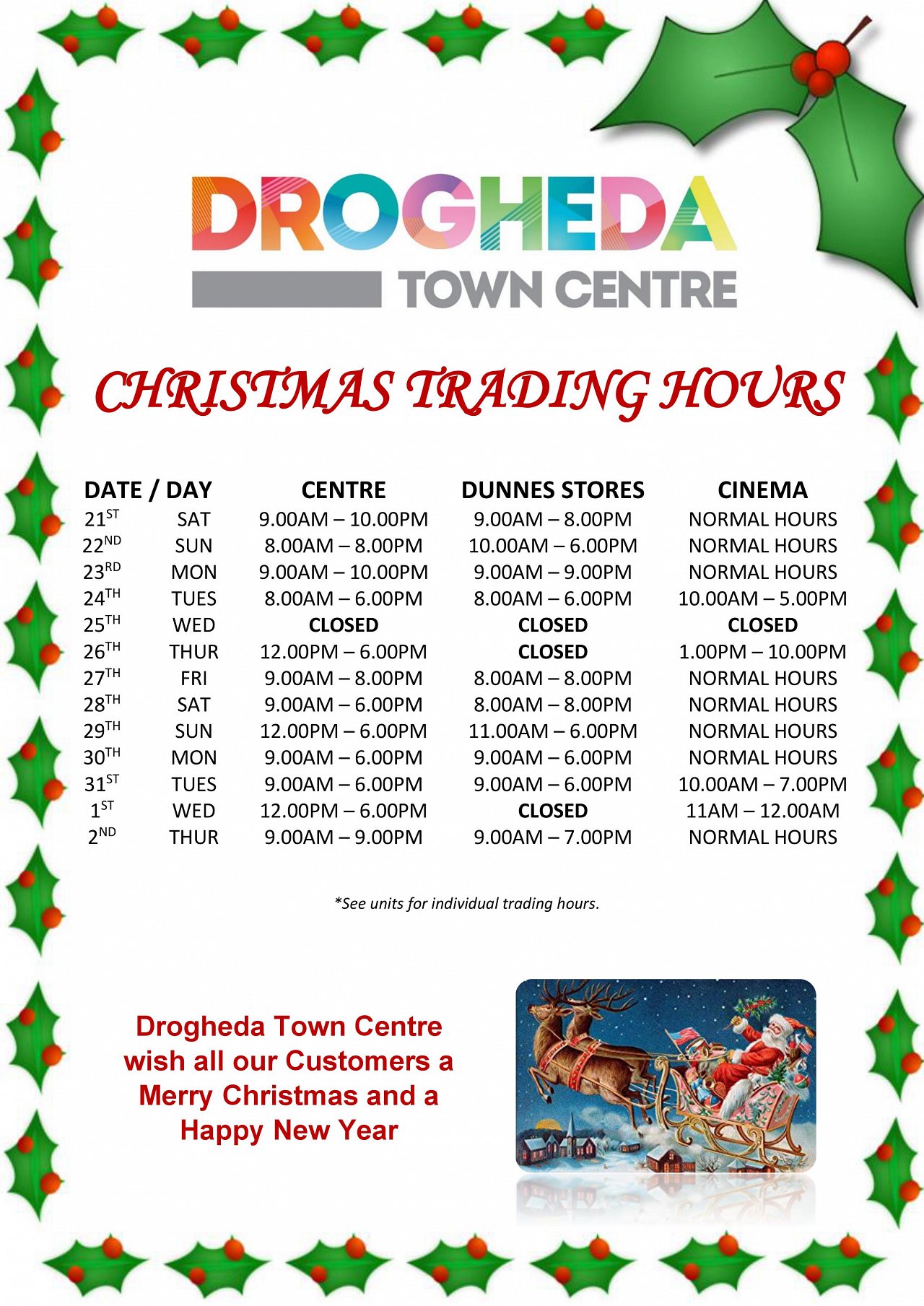 Christmas Trading Hours