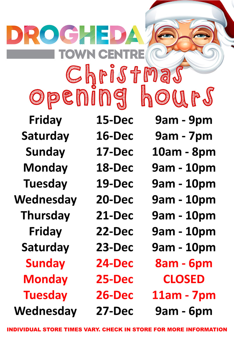 Christmas Opening Times